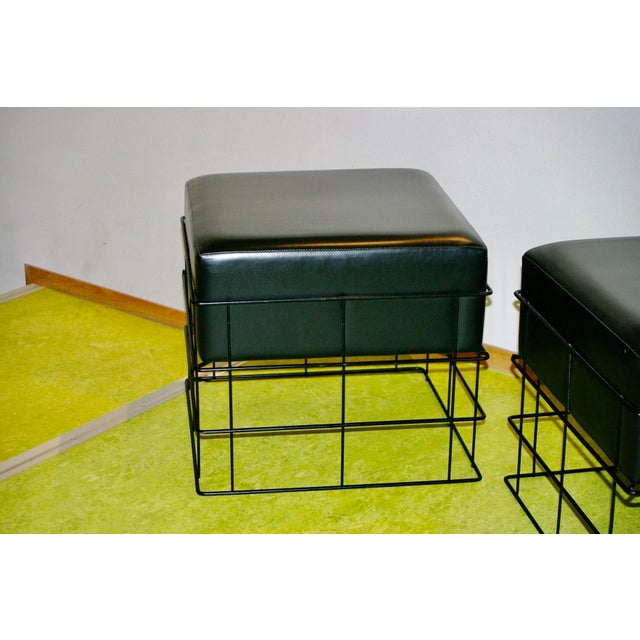 Contemporary Wire and Skai Stools by String, 1950, Set of 2 For Sale - Image 3 of 8