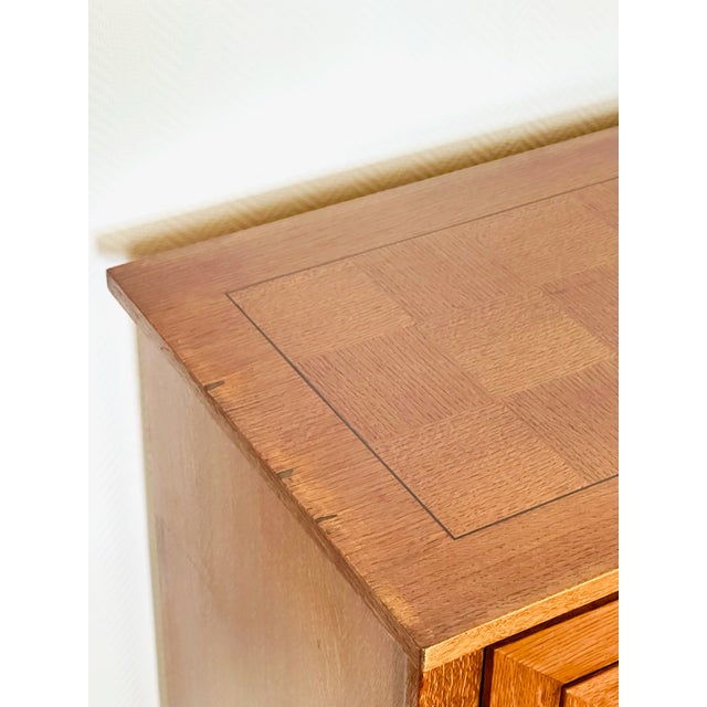 Brown Art Deco French Oak Sideboard by Jacques-Émile Ruhlmann, 1950s For Sale - Image 8 of 13