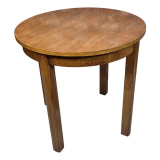 Art Deco Oak Round Table, 1950s For Sale