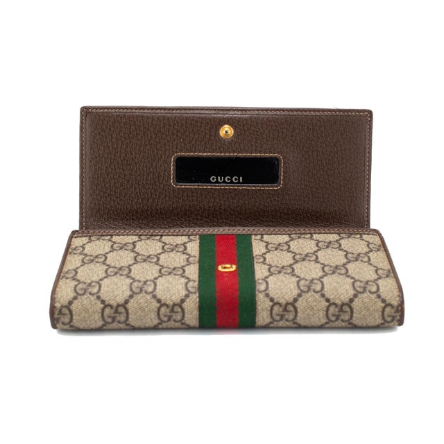 Animal Skin Gucci Ophidia Gg Supreme Web Brown Leather Woc Wallet For Sale - Image 7 of 11