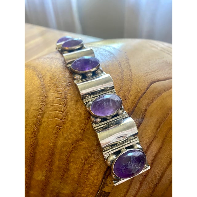 Amethyst + Sterling Silver Link Bracelet For Sale - Image 6 of 12