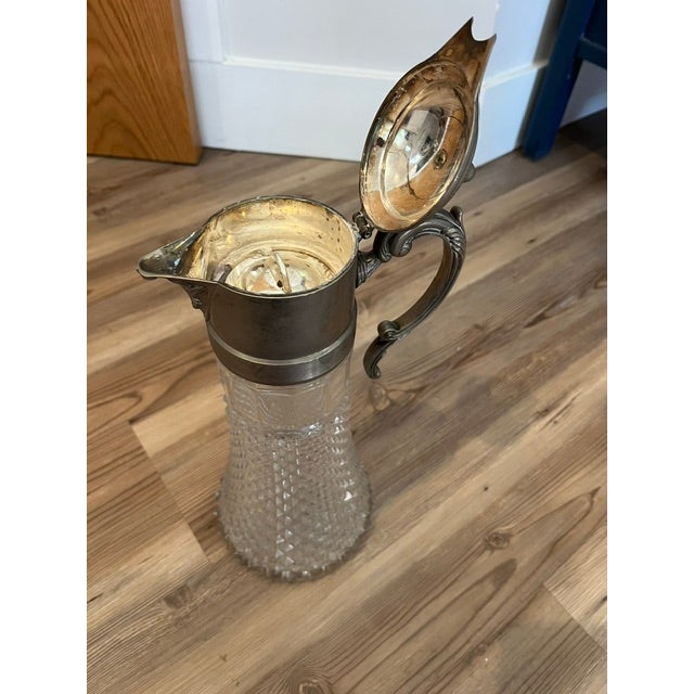 Mid 20th Century Vintage Cut Crystal and Silver Plated Claret Jug For Sale - Image 5 of 16
