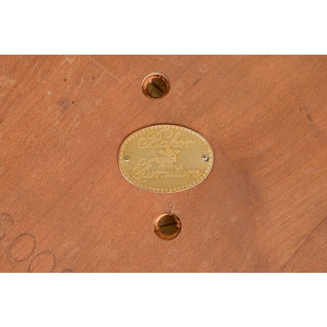 Baker Furniture Neoclassical Burled Walnut Pedestal Tea Table For Sale - Image 10 of 11