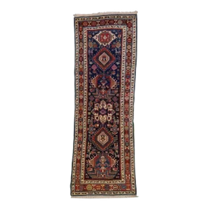 Blue Antique North West Persian Wool Runner With Tribal Motif