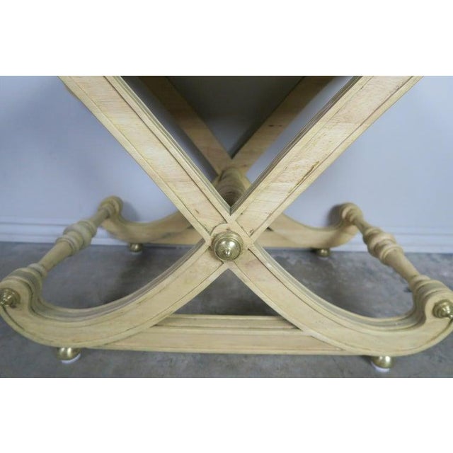Wood Italian Style "X" Bench W/ Chinoiserie Linen Fabric For Sale - Image 7 of 10