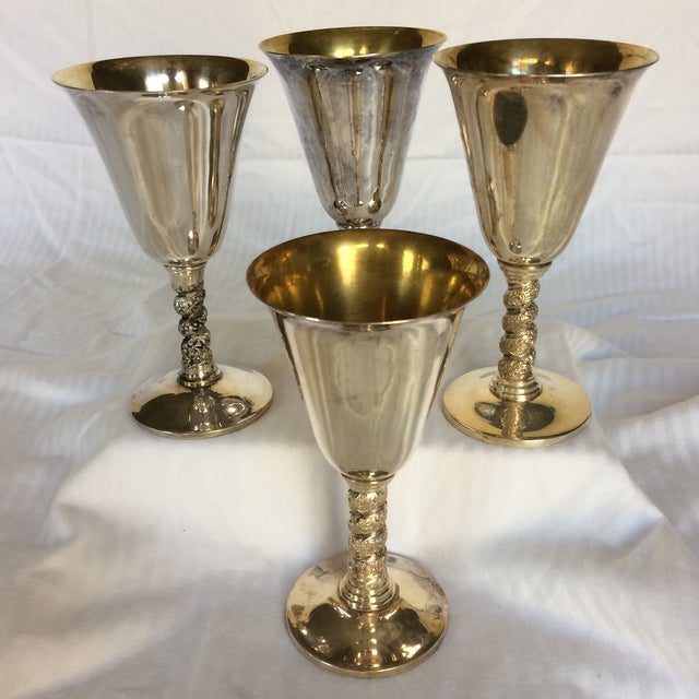 Roma Silver Plated Twisted Stem Goblet Made in Spain Set of 4 Chairish