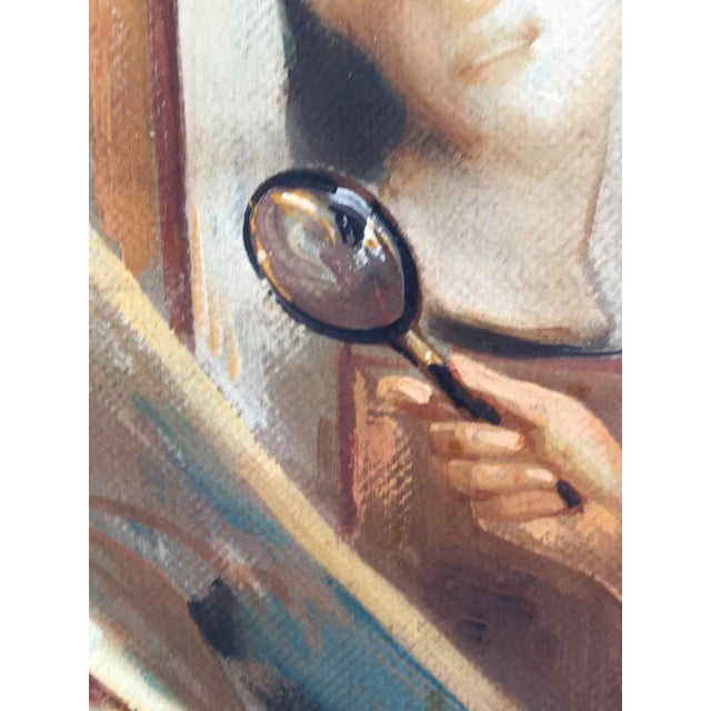 Lady Reading, French School, Oil on Canvas, Framed For Sale - Image 7 of 9