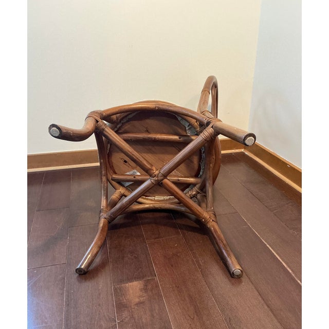 Vintage Coastal Boho Rattan Fan-Back Side Chair For Sale - Image 15 of 17