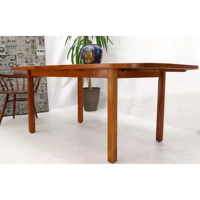 Rectangle Round Corners Teak Midcentury Danish Modern Dining Table Pop