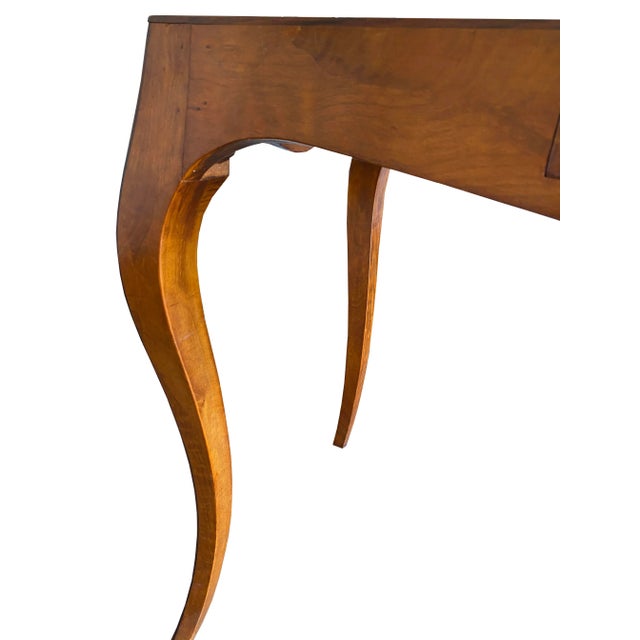 Brown Sleek Italian Parquetry Inlay Writing Desk, Made in Italy For Sale - Image 8 of 18