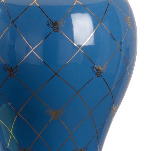Chelsea House Inc Bee Ginger Jar Lamp - Blue For Sale - Image 4 of 5