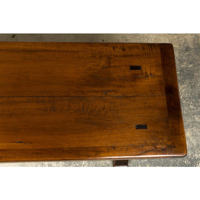 Wood 19th Century French Provincial Walnut Dining Table With Trestle Base For Sale - Image 7 of 18