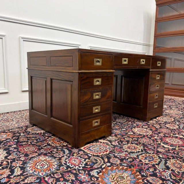 Classic English Desk with Black Leather For Sale - Image 5 of 18