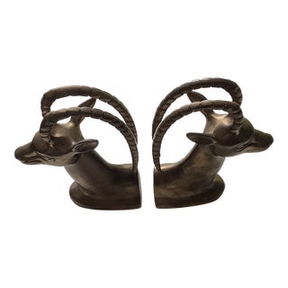 Vintage Brass Ram Bookends- a Pair For Sale