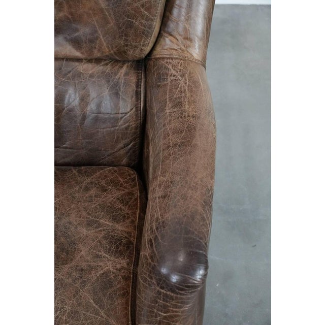 Brown Vintage Armchair in Cowhide For Sale - Image 8 of 17