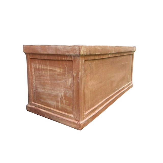 Terra Cotta Italian Impruneta Tuscan Terracotta Small Rectangular Box Planter With Double Edge For Sale - Image 8 of 9