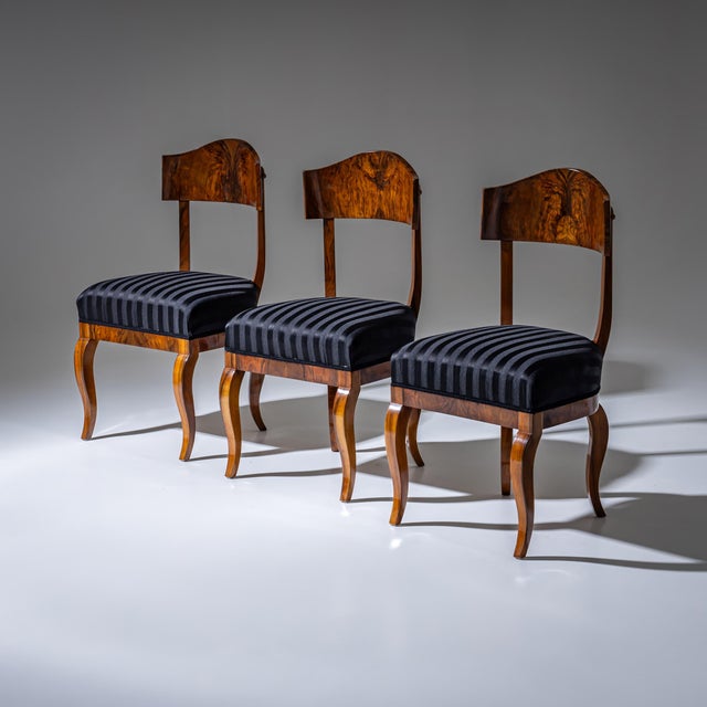 Biedermeier Shovel-Back Chairs in Walnut, 1830, Set of 5 For Sale - Image 4 of 12