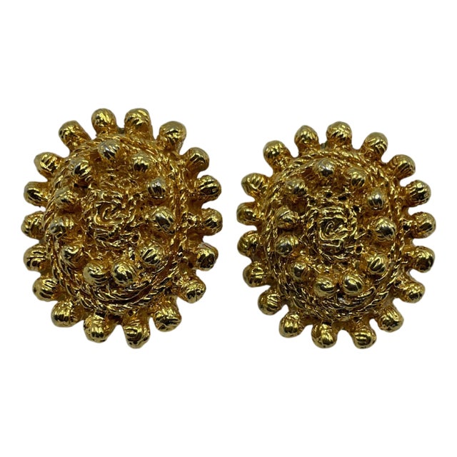 Christian Lacroix Vintage Gold Toned Earrings For Sale