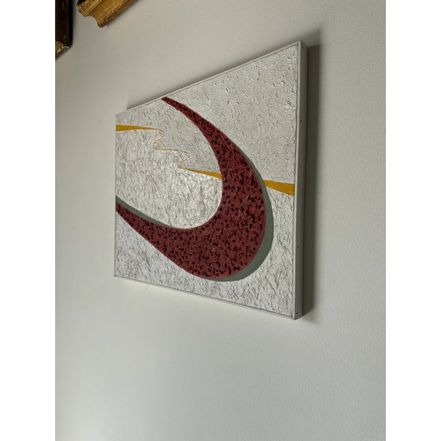 1970s 70's Mid-Century Whiteread Mixed Media Abstract Painting, Framed For Sale - Image 5 of 12