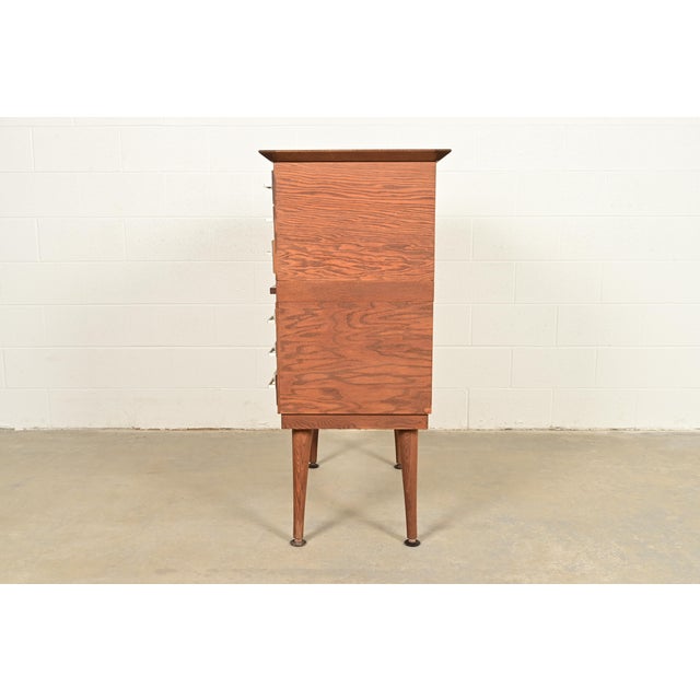 Remington Rand Style Mid-Century Modern 30-Drawer Oak Library Card Catalog, Circa 1960s For Sale - Image 14 of 16