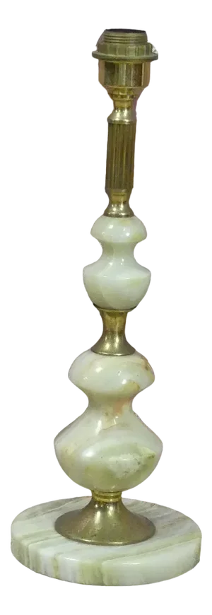 Hollywood Regency Marble Base Table Lamp in Green-Orange, 1970s
