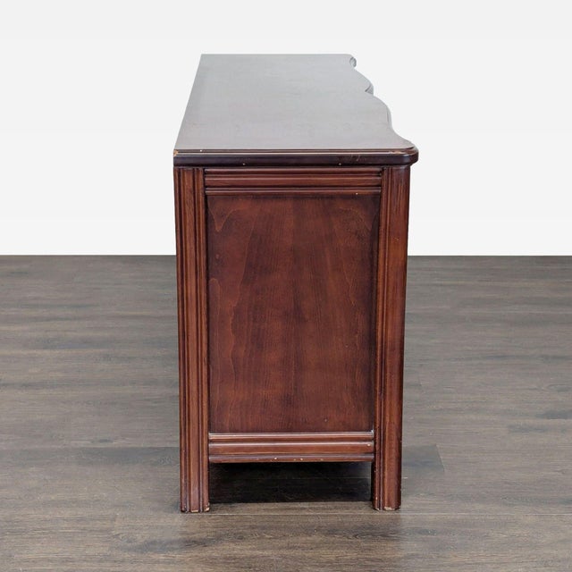 1990s Vintage 8-Drawer Curved Front Wooden Dresser With Elegant Handles For Sale - Image 5 of 17