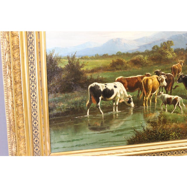 Giovanni Melone, Cows Grazing, 19th Century, Oil Painting on Canvas, Framed For Sale - Image 11 of 16