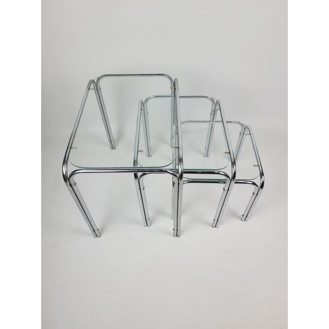 Vintage Chrome Side Tables, 1970s, Set of 3 For Sale - Image 4 of 10