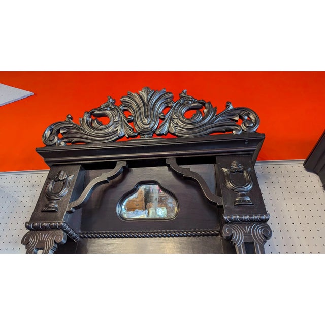 Mid 19th Century Ebonized Victorian Pier Mirror For Sale - Image 6 of 11