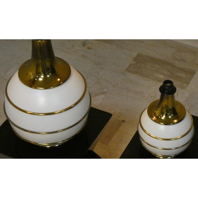 Hollywood Regency Table Lamps with Brass Details by Tommaso Barbi, Italy, 1970s, Set of 2 For Sale - Image 10 of 18
