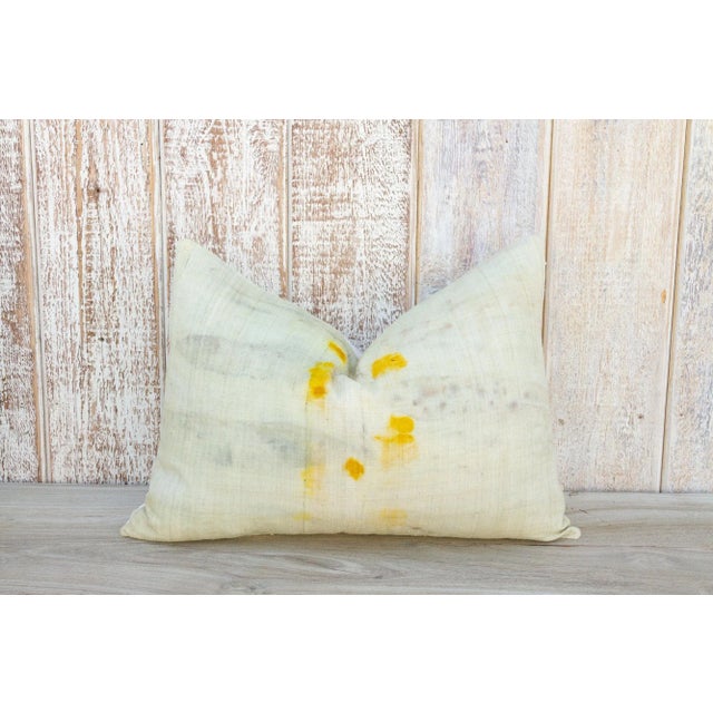 Light Green Vintage Rihon Tie Dyed Organic Silk Lumbar Pillow For Sale - Image 8 of 11