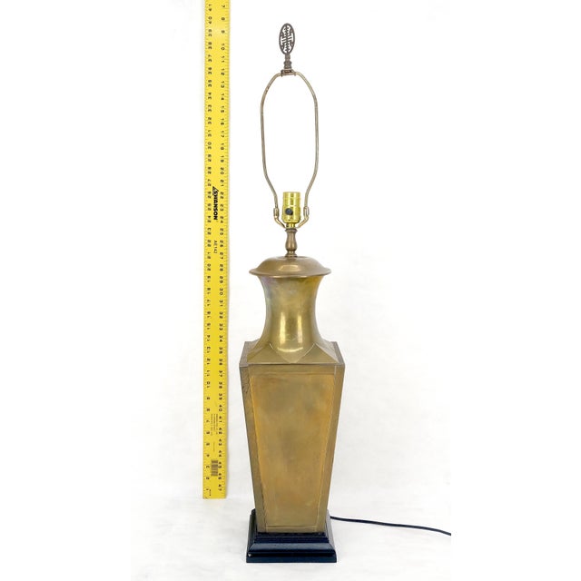 Brass Tin Forged Table Lamp Square Cup Vase Shape MINT For Sale - Image 11 of 11