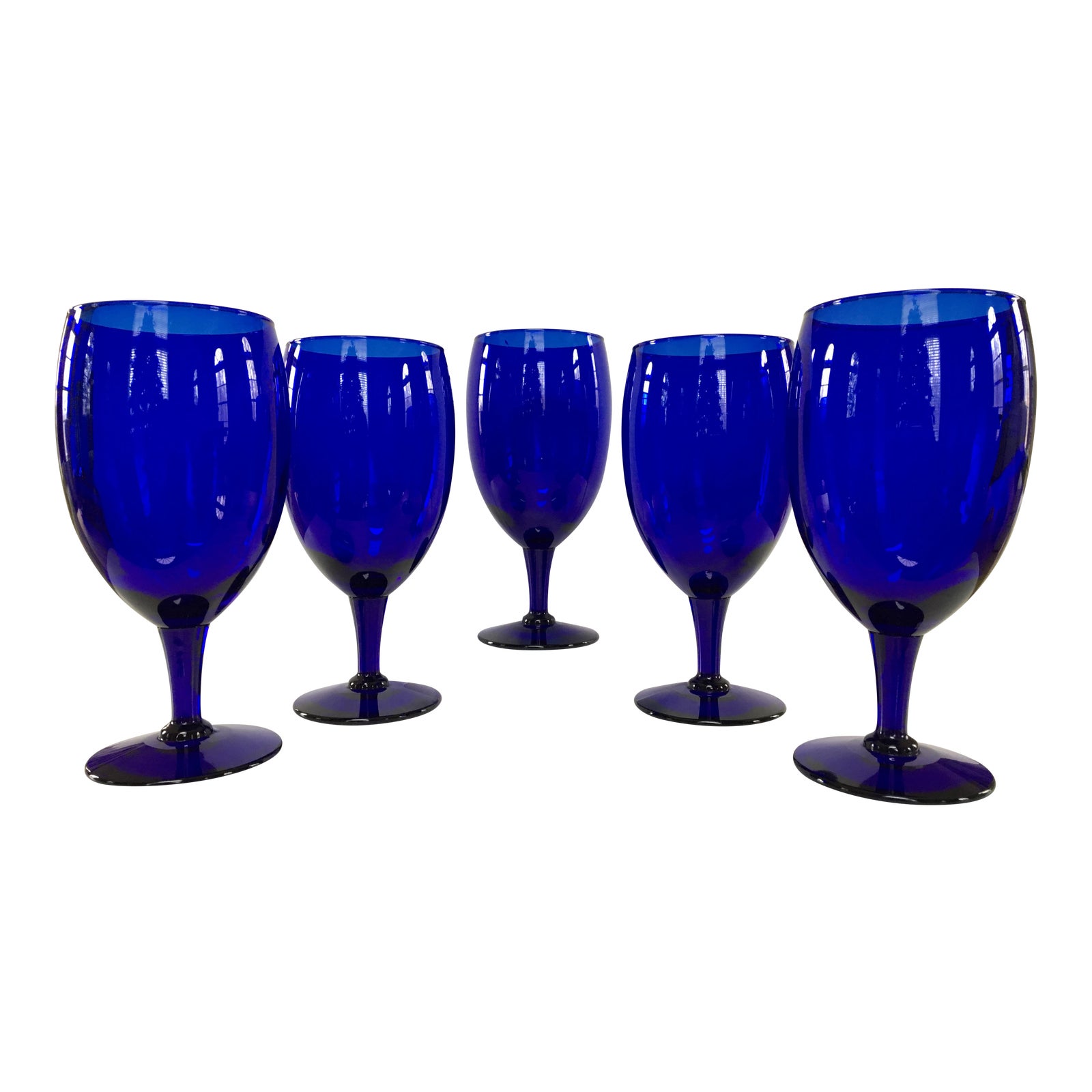 Mid Century Cobalt Blue Goblets Set of 5 Chairish