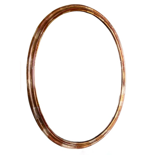 Wood 1920s Gilt Wood Oval Mirror For Sale - Image 7 of 8