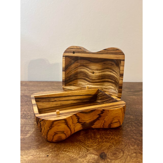 Mid-Century Modern 1950s Mid Century Handcrafted Zebrawood Lidded Box For Sale - Image 3 of 8