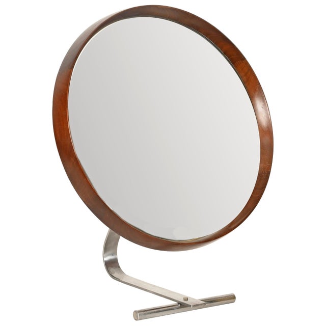Large Italian Adjustable Table Mirror in Teak and Steel by Osvaldo Borsani for Tecno, 1960s For Sale - Image 15 of 15