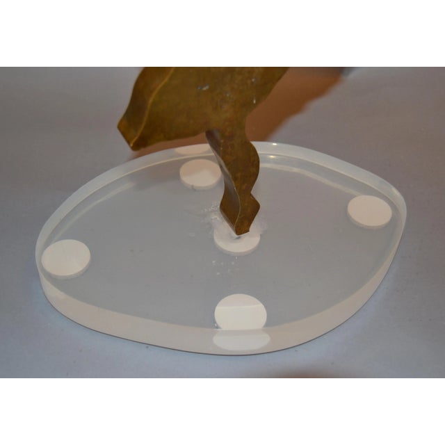 Signed Mid-Century Modern Solid Bronze Ballerina Dancer Sculpture Lucite Base For Sale - Image 11 of 12