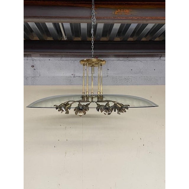 Glass and Brass Chandelier attributed to Pietro Chiesa for Fontana Arte, 1940s For Sale - Image 6 of 18