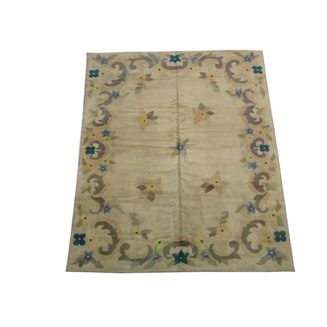 19th Century Antique Chinese Rug with Floral Design For Sale - Image 5 of 9