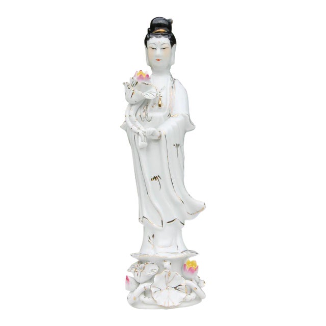 1960s Vintage Chinese Porcelain Figure of Guanyin For Sale