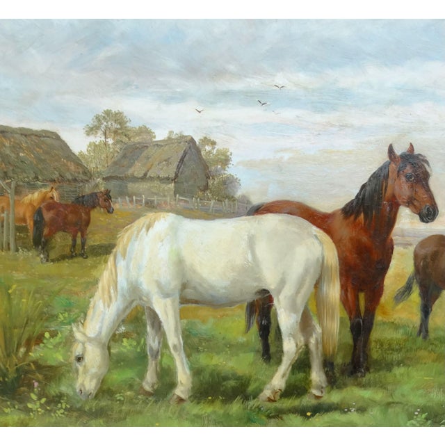 19th-Century Horses Grazing Oil Painting Circle J F Herring For Sale - Image 6 of 10