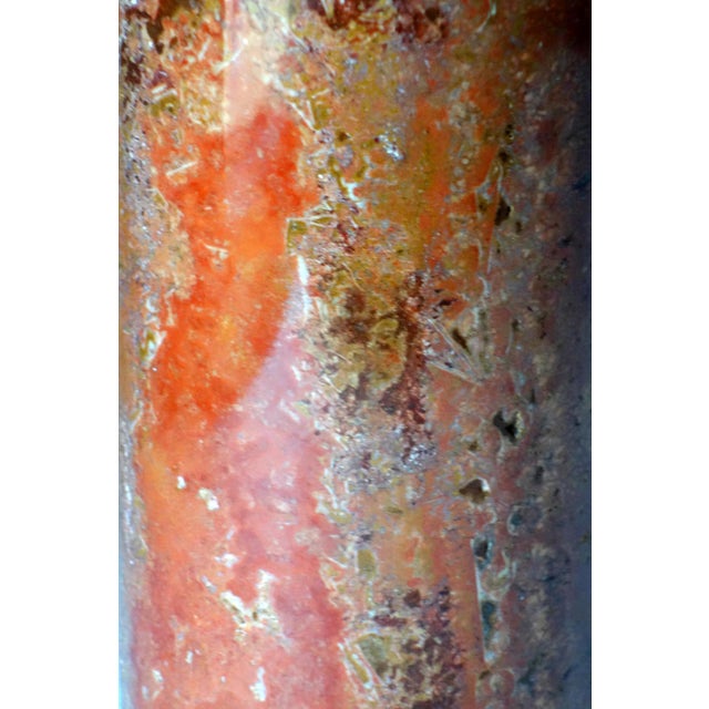 Italian Red Travertine Cylindrical Vase, 1970s For Sale - Image 4 of 5