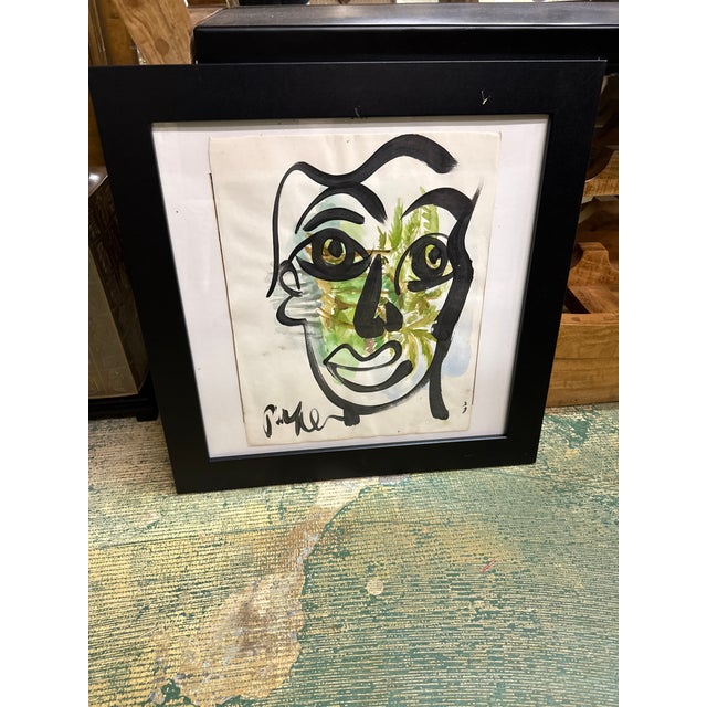 Peter Keil 1970s Peter Keil Original Abstract Cubist Portrait Painting For Sale - Image 4 of 7