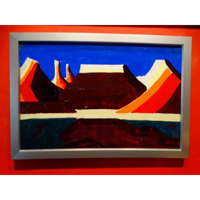 Paper Conrad Buff Mid-Century Desert Landscape Oil Painting on Board For Sale - Image 7 of 7