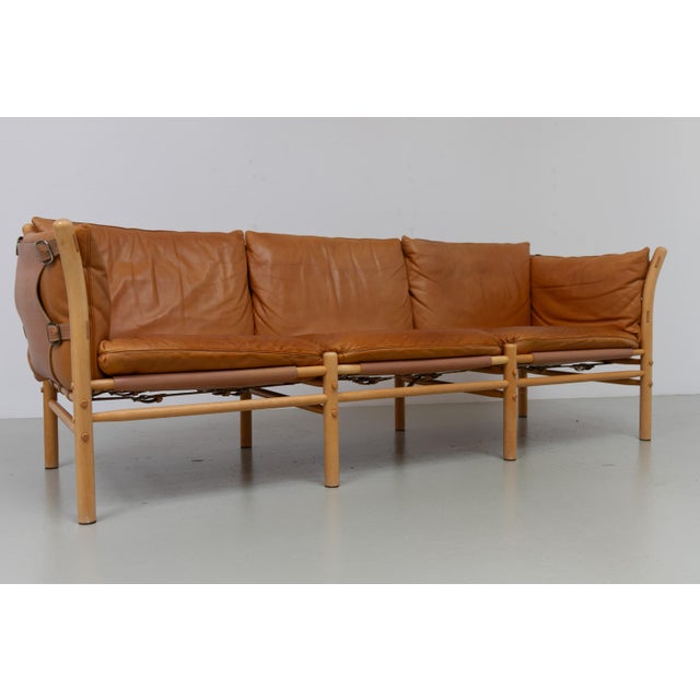 Three-Seater Ilona Safari Sofa in Leather by Arne Norell, Sweden, 1970s For Sale - Image 11 of 18