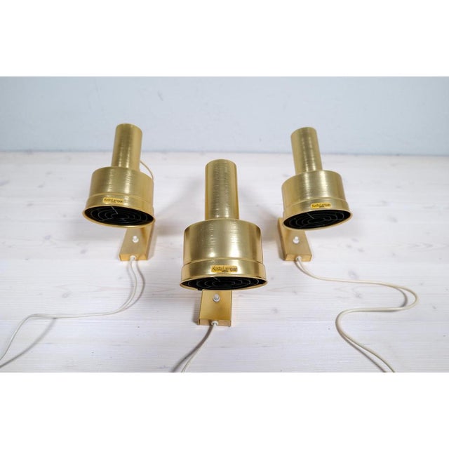 Candela Wall Lights in Brass by Per Sundstedt, Sweden, 1972, Set of 3 For Sale - Image 4 of 18