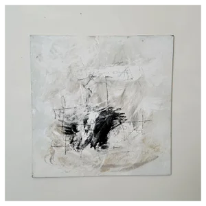 Felix Bachmann, Abstract Composition in Black and White, 2023, Mixed Media on Canvas