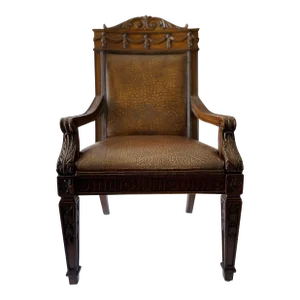 Bordeaux Leather Executive Office Desk Side Bergere Chair by Hooker Furniture