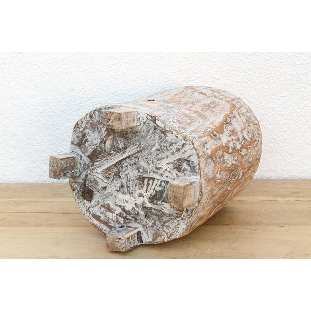 Vintage Hand-Hewn Whitewashed Mortar Planter For Sale - Image 9 of 10