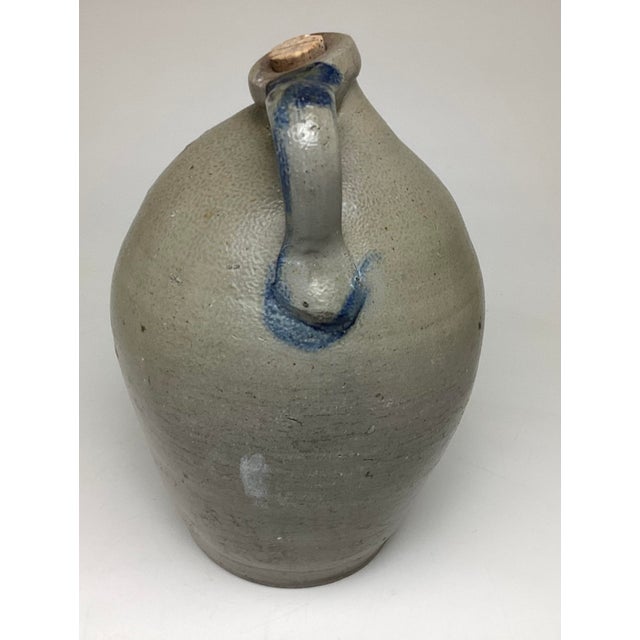 Antique Blue Salt Glazed Decorated Stoneware Jug by Cowden & Wilcox Harrisburg, Pennsylvania For Sale - Image 4 of 7